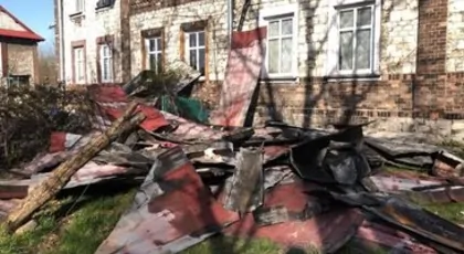 Pożar kamienicy w Będzinie
