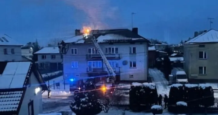 Pożar domu w Łapach