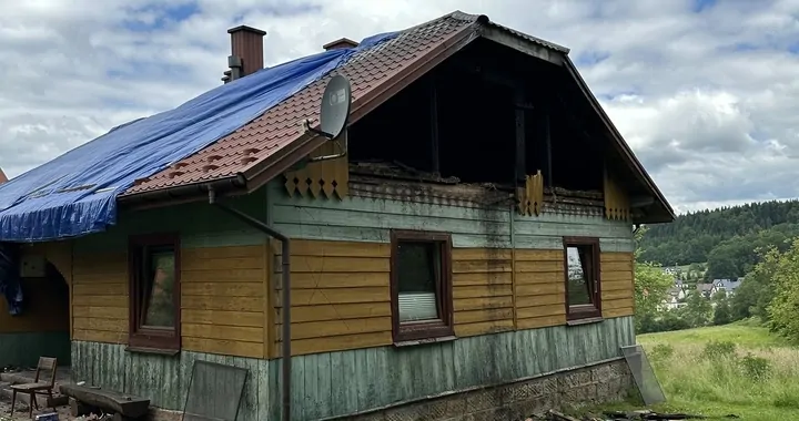 Pożar domu w Kąśnej Dolnej