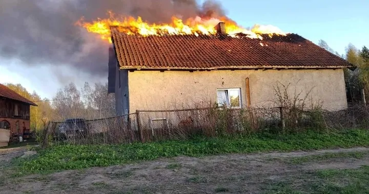 Pożar domu w Biesowie